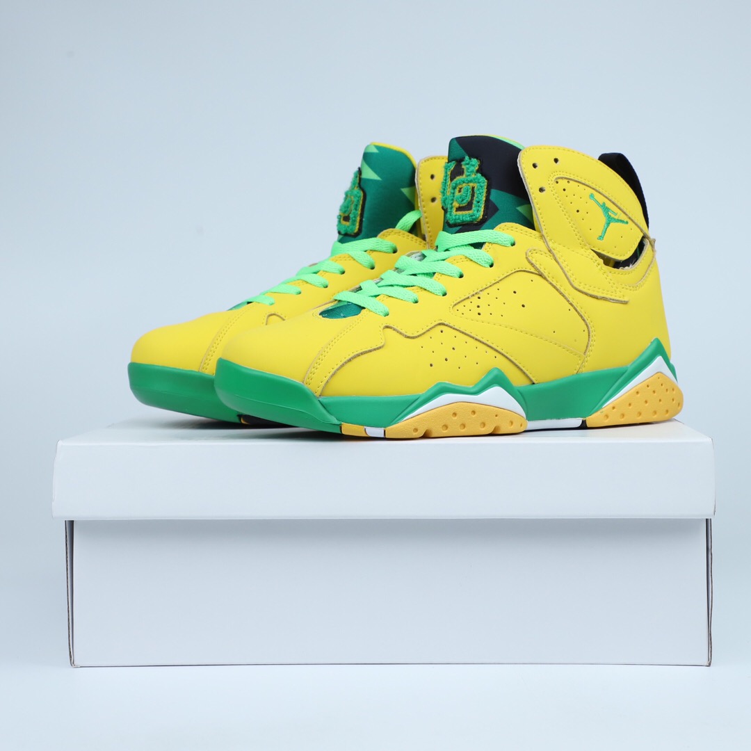 Patta x Air Jordan 7 OG SP Yellow Green Shoes - Click Image to Close